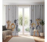 Rideau Occultant Dessin Animé Mignon Animaux Étoiles,Lot de 2 Rideaux Imprimé pour Salon Chambre Fenetre Cuisine - Blanc Rideaux et Draperies Intérieurs à Oeillets 70L X 160H cm (2 Panneaux)