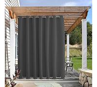 Rideau occultant d'extérieur pour pergola et tonnelle - Imperméable et coupe-vent - Double œillets (haut et bas) - Gris foncé - 213 x 244 cm - Parfait pour protéger l'intimité et l'ombre du jardin