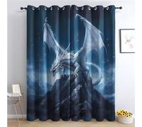Rideau Occultant Dragon, Rideaux Thermiques à Oeillets pour Chambre, Motif Animaux Fantastiques Rideaux Salon, Moderne Lot de 2 Décoration de Fenêtre Rideaux 140x220cm LxH (Wj-&237)