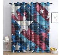 Rideau Occultant Drapeau Américain - Rideau Thermique Motif Mur de Briques Patriotique, Rideaux Chambre Salon Fenetre, Lot de 2 Rideaux et Draperies Intérieurs à Oeillets, 140x160 cm (LxH) I-#76