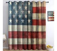 Rideau Occultant Drapeau américain Vintage minable, Rideaux Oeillets Protecter la Confidentialité Beige Isolation Lumineux, Chambre L 70 x H 160 cm (2 Panneaux)