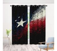 Rideau Occultant Drapeau National, 3D Étoile Graffiti Rideaux Thermique Isolant À Oeillets, Moderne Patriotisme Rideau Opaque pour Salon Chambre, Lot de 2 Draperies Intérieur 140x240cm LxH