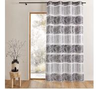 Rideau occultant en jacquard à rayures horizontales Gris clair 140x260 cm