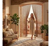Rideau Occultant en Perles de Bois, Rideau de Porte Perle de Bambou Naturel, Séparateur de Pièce Pare-Vue Pour Chambre Salon Couloirs Porch, Suspendu Librement Durable(Coffee,60x180cm)