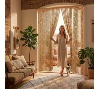 Rideau Occultant en Perles de Bois, Rideau de Porte Perle de Bambou Naturel, Séparateur de Pièce Pare-Vue Pour Chambre Salon Couloirs Porch, Suspendu Librement Durable(Original Wood,80x210cm)