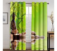 Rideau Occultant Enfant - Bougies de Bouddha avec des Feuilles sur La Surface de l'eau Rideau Occultant Thermiques Phonique pour Salon Cuisine 140X160cm(LxH) 2 Panneaux Rideau Chambre Moderne