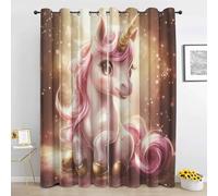 Rideau Occultant Enfant Licorne Rideau Thermique Isolant Fantaisie Draperies Intérieurs Tenture Opaque à Oeillets pour Maison Chambre Salon Fenetre Lot de 2, 140x260cm LxH