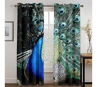 Rideau Occultant Enfant - Paon de Mode d'Art Thermique et Phonique pour Salon, Cuisine, Chambre - 140x160cm (LxH) 2 Panneaux - Moderne à Œillets - Décoration