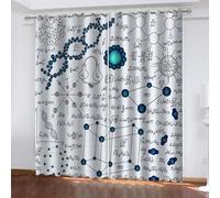 Rideau Occultant Équation Chimique Imprimé 3D Lot de 2 Rideaux Thermiques Isolants Tenture Opaque à Oeillets Chambre de Garçon Rideau Salon Chambre Fenêtres Décoration 2X 140x260 cm LxH A/4544