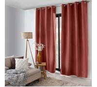 ED ENJOY HOME Rideau Thermique Occultant avec Œillets, Terre Cuite, 135x240cm, 100% Polyester, Velours Tramé, Doublure Polaire, pour Salon et Chambre, Collection Nordica