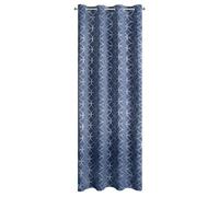 Rideau occultant Eurofirany 135x250 Abella bleu marine argenté prêt à poser sur oeillets occultants