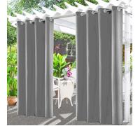 Rideau Occultant Extérieur Gris Clair 132x244cm Pergola à Oeillets - Anti-Déchirure Lavable Machine Glissière Fluide