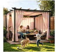 Rideau Occultant Extérieur Imperméable Lot de 2 H235 x L275cm Rose clair
