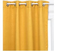 Rideau occultant ""Feuilles"" jaune moutarde 140x260cm - Atmosphera Créateur d'intérieur