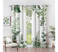 Rideau Occultant Feuilles - Rideau Thermique Motif Feuilles de Fougère Verte Botanique, Rideaux Chambre Salon Fenetre, Lot de 2 Rideaux et Draperies Intérieurs à Oeillets, 140x240 cm (LxH) H#-263