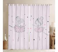 Rideau Occultant Fille Ballerine Rose Rideau Thermique Isolant Anti Froid, 132 X 138cm (Largeur x Hauteur) Rideaux et Draperies IntéRieurs, Rideaux à Oeillet pour Salon Chambre Dressing 2 PièCes