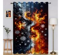Rideau Occultant Flammes Rideaux et Draperies Intérieurs Flocons De Neige Rideau Opaque à Oeillets, pour Salon, Chambre à Coucher, Décoration de Maison LxH/2x140x160cmH852