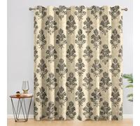 Rideau Occultant Fleur Baroque, Rideaux Thermiques, Motif Rustique Vintage Victorien Country, Decoration Maison, Tenture à Oeillets pour Salon Chambre Fenetre, L 140 x H 200, 2 Pièces - G251