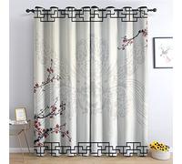 Rideau Occultant Fleur de Cerisier Japonais - Lot de 2 Rideaux Thermiques Isolants Anti Froid Imprimé pour Salon Chambre Fenetre, Rideaux et Draperies Intérieurs à Oeillets, 110x215 cm (LxH)