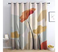Rideau Occultant Fleurs Abstraites Rétro - Rideaux Thermiques à Oeillets - Tenture Maison Chambre Salon Fenetre - Lot de 2 Rideaux et Draperies Intérieurs, 110x215 - Q&316