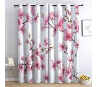Rideau Occultant Fleurs De Cerisier Japonaises À L'Aquarelle Tenture Opaque à Oeillets Draperies Intérieurs Lot de 2 Rideaux Thermique Isolant Protection UV pour Chambre Ferme Fenetre 2 x 117 X 230 cm