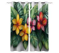 Rideau Occultant Fleurs Rideaux Feuilles De Bananier De La Jungle Tropicale Rideau Thermique Isolant à Oeillets, Rideaux Fenetre Imprimé pour Salon Chambre Décoration, Lot de 2 Draperies, 160x240cm