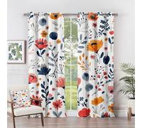Rideau Occultant Fleurs Sauvages - Rideau Thermique Motif Fleurs Coloré Botanique, Rideaux Chambre Salon Fenetre, Lot de 2 Rideaux et Draperies Intérieurs à Oeillets, 110x215 cm (LxH) I#-49