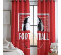 Rideau Occultant Football Lot de 2 Rideaux 3D Rouge Rideaux Occultants Thermique Isolant Anti Froid pour Chambre à Coucher et Salon Draperies Intérieurs oeillet 2 x L75cm x H166cm X1194