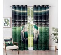 Rideau Occultant Football - Rideau Thermique Motif Stade Soccer Sport, Rideaux Chambre Salon Fenetre, Lot de 2 Rideaux et Draperies Intérieurs à Oeillets, 75x166 cm (LxH) H#-156