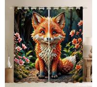 Rideau Occultant ForêT Rideaux et Draperies Intérieurs Renard Rideau Opaque à Oeillets, pour Salon, Chambre à Coucher, Décoration de Maison LxH/2x117x137cm