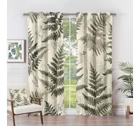 Rideau Occultant Fougère - Rideau Thermique Motif Feuilles Verte Botanique, Rideaux Chambre Salon Fenetre, Lot de 2 Rideaux et Draperies Intérieurs à Oeillets, 75x166 cm (LxH) O#-508