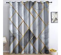 Rideau Occultant Géométrie du Marbre Gris L150 x H280 cm Rideaux Occultants Opaque imprimés 3D, Rideaux Oeillets Isolant Thermiques Chambre Salon Cuisine, Lot de 2