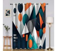 Rideau Occultant GéOméTrie Rideaux Salon Graphiques Rideau Thermique Isolant Anti Froid et Chaleur, Lot de 2 Rideaux à Oeillets (140 X 260 cm), Chambre à Coucher aA5416