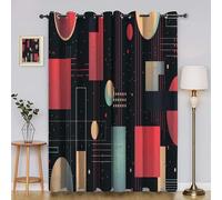 Rideau Occultant GéOméTrie Rideaux Salon Lignes Rideau Thermique Isolant Anti Froid et Chaleur, Lot de 2 Rideaux à Oeillets (140 X 220 cm), Chambre à Coucher aA5398