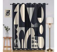 Rideau Occultant GéOméTrie Rideaux Salon Motifs Rideau Thermique Isolant Anti Froid et Chaleur, Lot de 2 Rideaux à Oeillets (140 X 220 cm), Chambre à Coucher aA5470