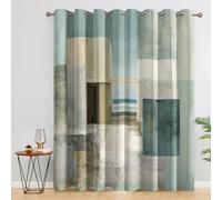 Rideau Occultant Géométrique Abstrait, Rideaux Thermiques, Motif Géométrie Moderne, Decoration Maison, Tenture à Oeillets pour Salon Chambre Fenetre, L 140 x H 260, 2 Pièces - Q714