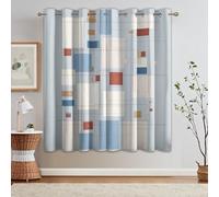 Rideau Occultant Géométrique Abstrait, Rideaux Thermiques, Motif Géométrie Moderne, Decoration Maison, Tenture à Oeillets pour Salon Chambre Fenetre, L 117 x H 137, 2 Pièces - O659