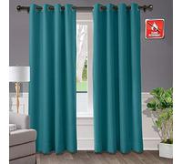 Rideau occultant ignifuge à isolation thermique avec œillets en bronze, bleu saxon, 132,1 x 213,4 cm, idéal pour bureau, hôtel, maison, hôpital, efficacité énergétique et réduction du bruit.