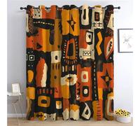 Rideau Occultant Impression de la Tribu Africaine Ancienne Ancienne Rideaux Thermique Isolant Draperies Intérieurs Tenture Opaque à Oeillets pour Chambre Fenetre 2 Pièces 117L X 230H cm Cantonnière