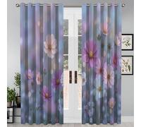 Rideau Occultant Imprimé Cosmos Coloré - Rideau Thermique Style Rêveur Et Romantique, Lot De 2 Rideaux Opaque À Oeillets Pour Fenetre Chambre Salon, 140 X 240 Cm, Bleu Clair