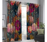 Rideau Occultant Imprimé Floral Jardin, Lot De 2 Rideaux Occultant Thermique Isolant À Oeillets, Style Médiéval Moderne, Decoration Chambre Salon Fenetre, 140 X 225 Cm