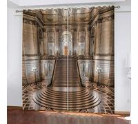 Rideau Occultant Isolant Thermique Salon Chambre Enfant Rideaux À Oeillets 3D Architecture du Couloir du Palais Motif Rideaux Acoustiques Draperies Intérieurs Décoration De Fenêtre 264X214Cm