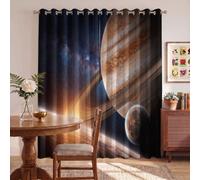 Rideau Occultant Jupiter Les Anneaux De Saturne La Terre 117 X 137 cm | Espace De Science-Fiction Rideaux à Oeillets, Chambre Et Salon Décoration De Fenêtre Lot De 2, Isolant Thermique Et Phonique