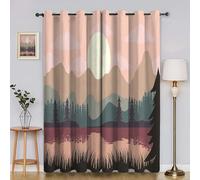Rideau Occultant Lignes OnduléEs Rideaux et Draperies Intérieurs Lune Rideau Opaque à Oeillets, pour Salon, Chambre à Coucher, Décoration de Maison LxH/2x140x200cmYI3570