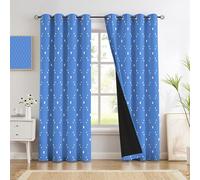 Rideau Occultant Losange À Pois, Lot de 2 140x260cm Rideaux Thermique Isolant à Oeillets Géométrie Simple Draperies Intérieurs Decoration Fenetre pour Salon Chambre, Bleu Clair
