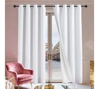 Rideau Occultant Lot de 1 160 x 270 cm Rideau Thermique Isolant Anti Chaleur Rideaux Oeillets Salon Design Moderne à Oeillets pour Chambre, Salon, Bureau, Blanc