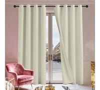 Rideau Occultant Lot de 1 160 x 280 cm Rideau Thermique Isolant Anti Chaleur Rideaux Oeillets Salon Design Moderne à Oeillets pour Chambre, Salon, Bureau, Beige