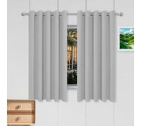 Rideau Occultant Lot de 1 160 x 320 cm Isolant Anti Froid 100% Lumiere Bloquer Anti Chaleur Rideaux à Oeillets Élégant Design Moderne à Oeillets pour Chambre Adulte Salon, Gris Clair