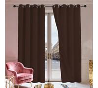 Rideau Occultant Lot de 1 160 x 330 cm Rideau Thermique Isolant Anti Chaleur Rideaux Oeillets Salon Design Moderne à Oeillets pour Chambre, Salon, Bureau, Brun