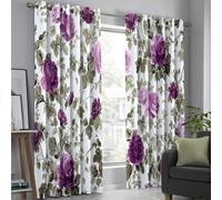 Rideau Occultant Lot De 2, 140 X 240 Cm, Polyester Occultants, Rideaux Occultant Thermique Isolant, Rideaux Phonique À Oeillets, Roses Violettes Imprimé Floral Aquarelle, pour Chambre Et Salon